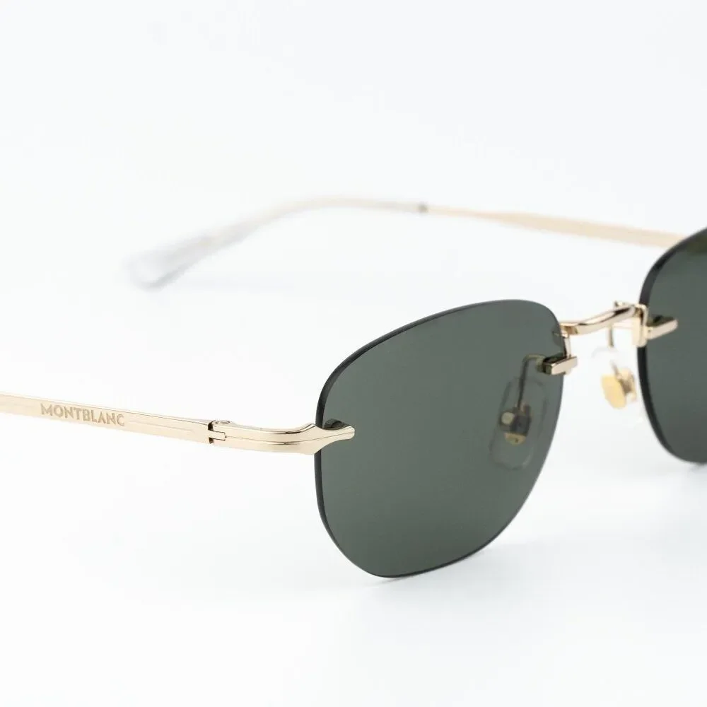 Montblanc Women Sunglasses Gold Grey Square Rimless MB0303S 001 NEW AUTHENTIC